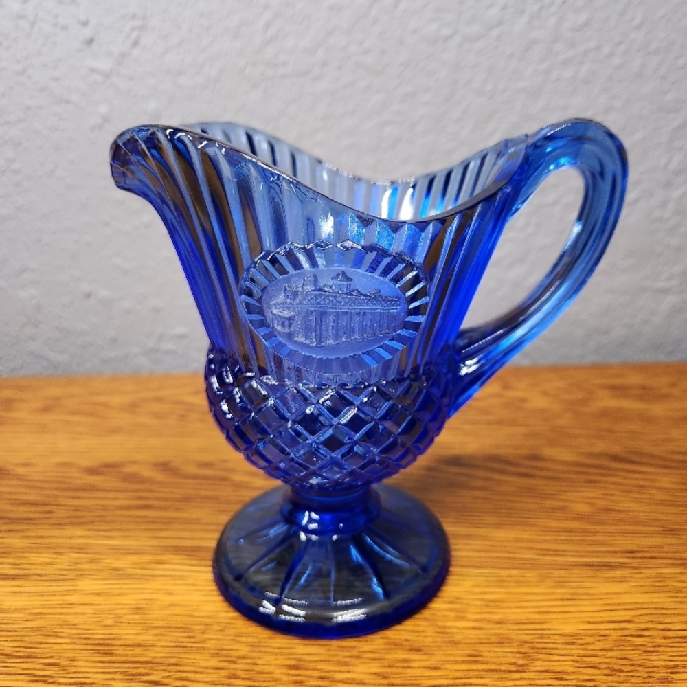 Fostoria for Avon Cobalt Blue Glass Creamer Pitcher 1976
